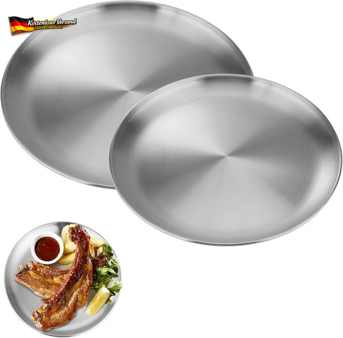 Edelstahl camping teller set - edelstahl,